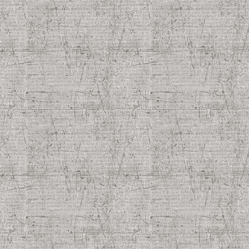 Spooky Vibes Distressed Type Written Paper Light Gray Erin Wilde Blank Quilting Cotton Fabric