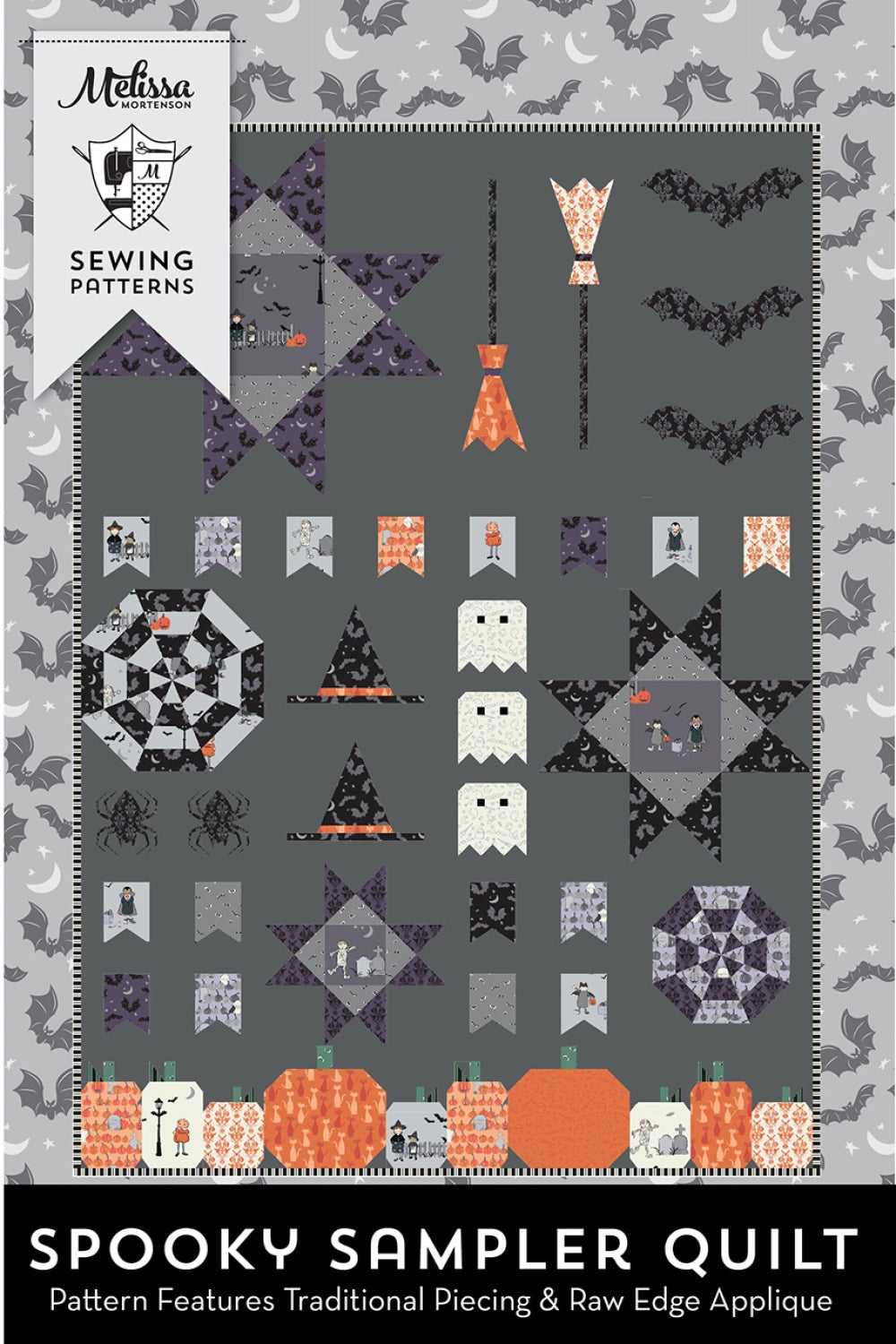 Spooky Sampler Quilt Pattern 48"x 68" Melissa Mortenson MMPDC-54687