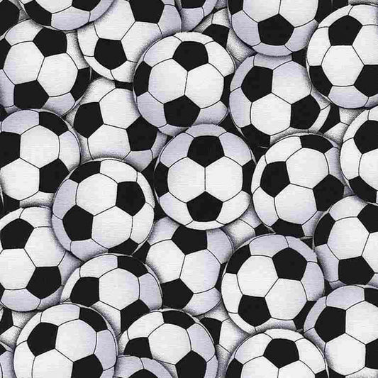 Sports Packed Soccer Ball White Timeless Treasures Cotton Fabric