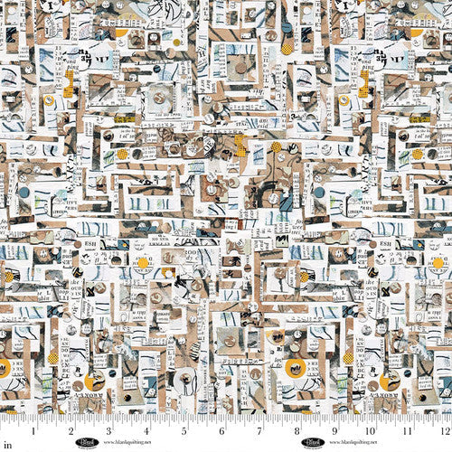 Spread The Word Abstract Newspaper Snips Tan Kathryn Kramer Waters Blank Quilting Cotton Fabric BQ-4203-30