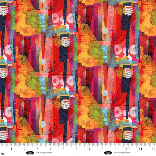 Spread The Word Abstract Shapes Red Kathryn Kramer Waters Blank Quilting Cotton Fabric BQ-4204-88