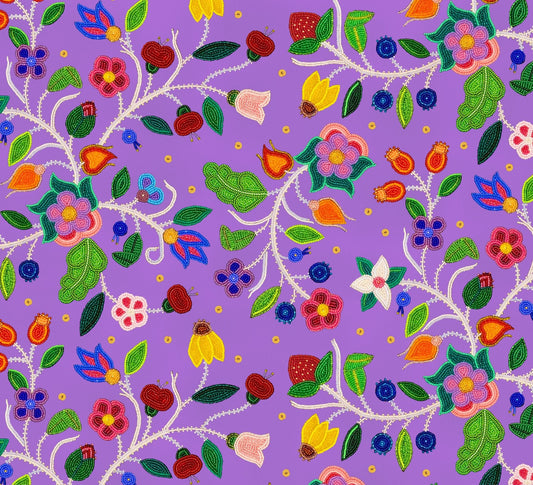 Spring Majesty Hand Beaded Floral Purple Jessica Leigh Gokey Elizabeth's Studio Cotton Fabric ES-3500-PURPLE