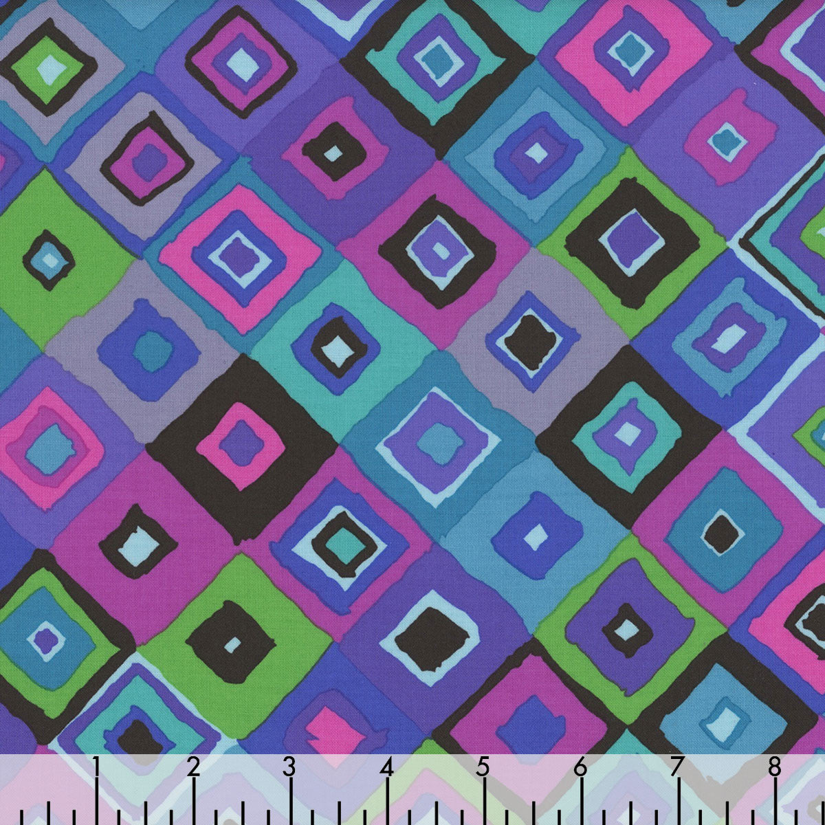 Square Dance Blue February 2024 Kaffe Fassett Collective Free Spirit Cotton Fabric FS-PWGP203.Blue