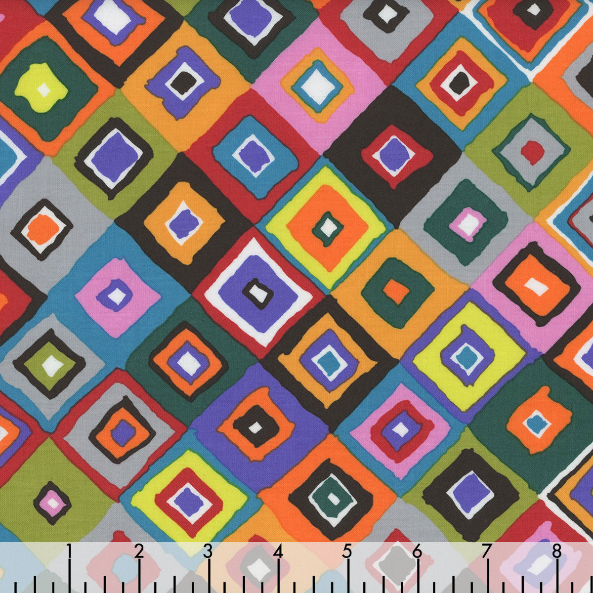 Square Dance Multi February 2024 Kaffe Fassett Collective Free Spirit Cotton Fabric FS-PWGP203.Multi