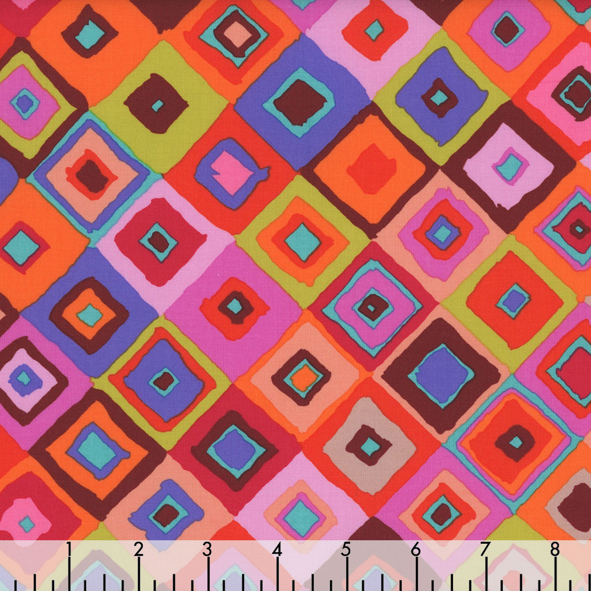 Square Dance Red February 2024 Kaffe Fassett Collective Free Spirit Cotton Fabric FS-PWGP203.Red