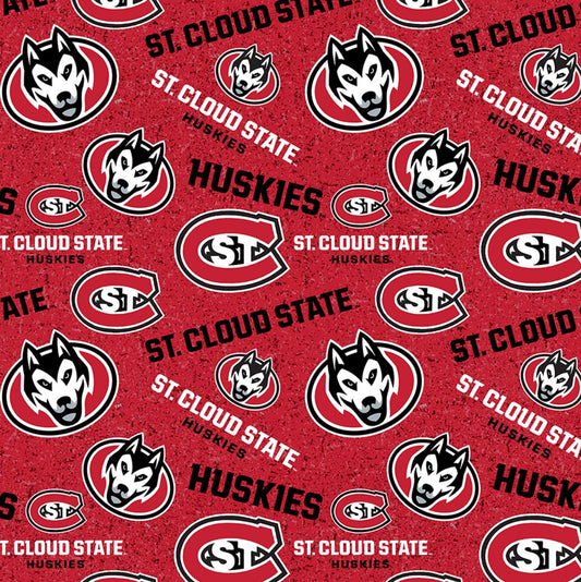St Cloud State Huskies NCAA College Tone on Tone Sykel Cotton Fabric STC-1178
