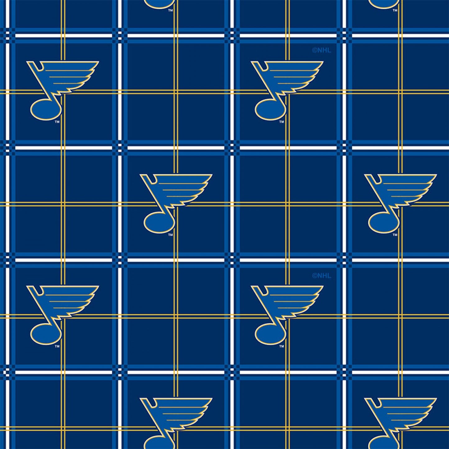 St Louis Blues NHL Hockey Plaid FLANNEL Cotton Fabric NHL-023 SLB