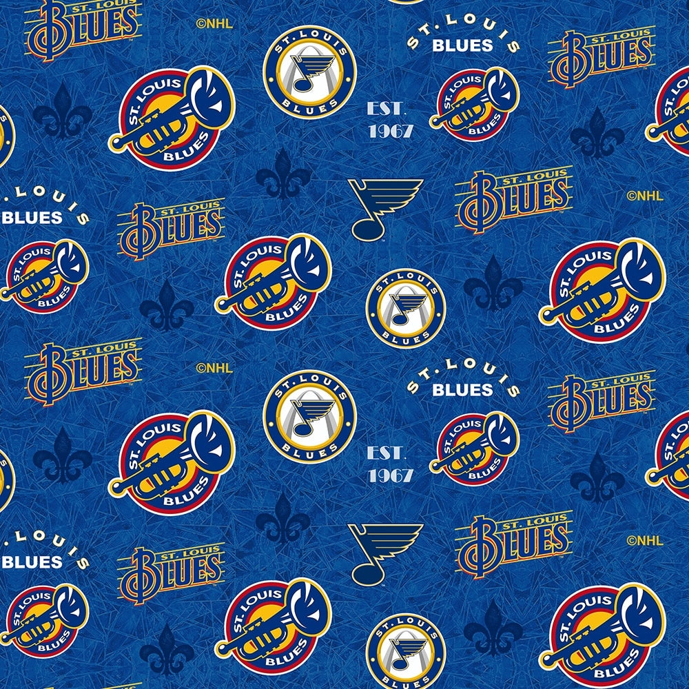 St Louis Blues NHL Hockey Logo and Music Design Cotton Fabric