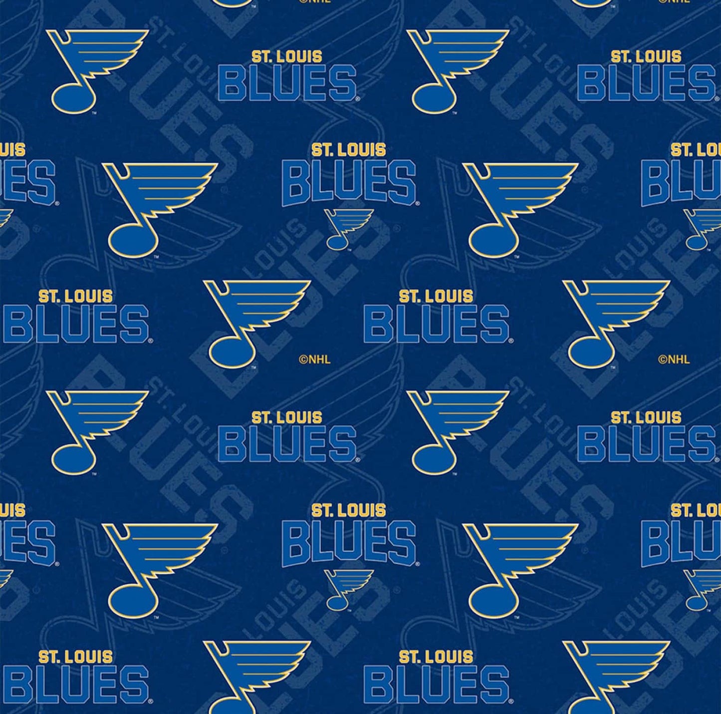St Louis Blues NHL Hockey Tone on Tone Design Cotton Fabric NHL-199 SLB