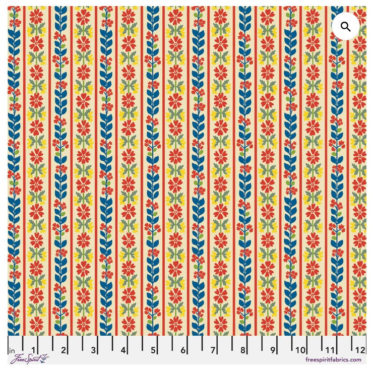 Stannie and Lloyd Stripe Tea Multi August Ellery Free Spirit Cotton Fabric FS-PWAE015.TEA
