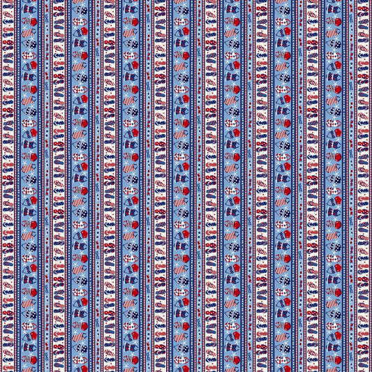Star-Spangled Beach Stripe Flip flops Bathing Suits Chambray Light Blue Sharon Lee Studio E Cotton Fabric