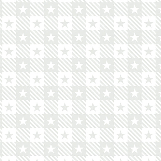 Star Spangled Whites Plaid Stars White on White Blender Kanvas Studio Benartex Cotton Quilting Fabric BE-15364-09