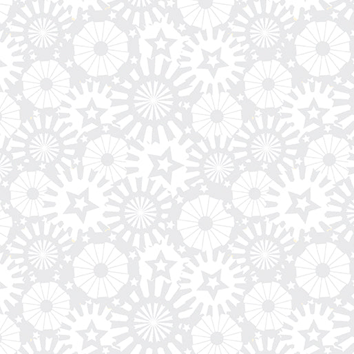 Star Spangled Whites USA Banners Circular Geometric White on White Blender Kanvas Studio Benartex Cotton Fabric BE-15361-09