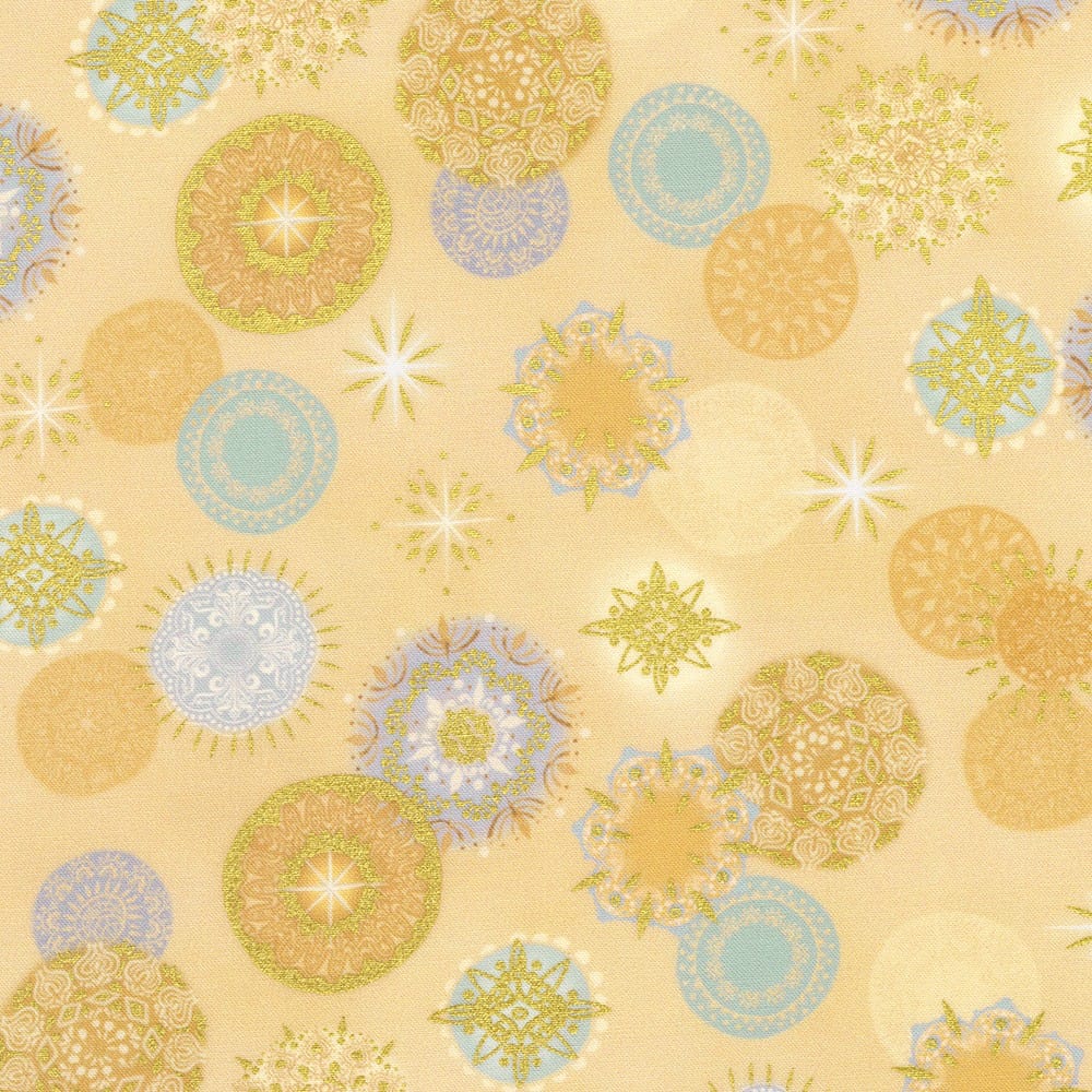 Star of Wonder Stars Ornaments Cream Reuben McHugh Robert Kaufman Cotton Fabric RK-RRMDM-23729-84 | US Fabric Shop