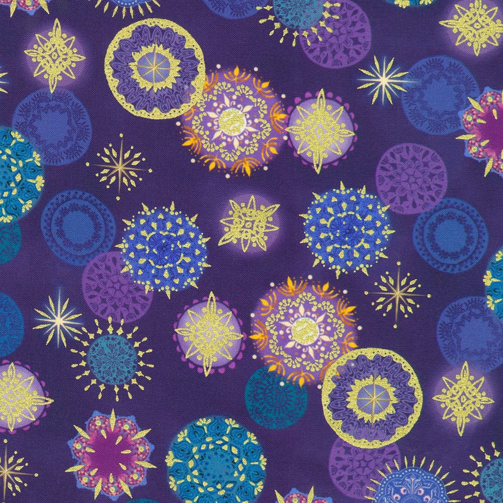 Star of Wonder Stars Ornaments Noble Purple Reuben McHugh Robert Kaufman Cotton Fabric RK-RRMDM-23729-413 | US Fabric Shop