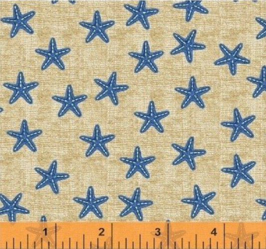 Shoreline Starfish Tossed Beige Whistler Studio Windham Cotton Fabric WF-50115-1