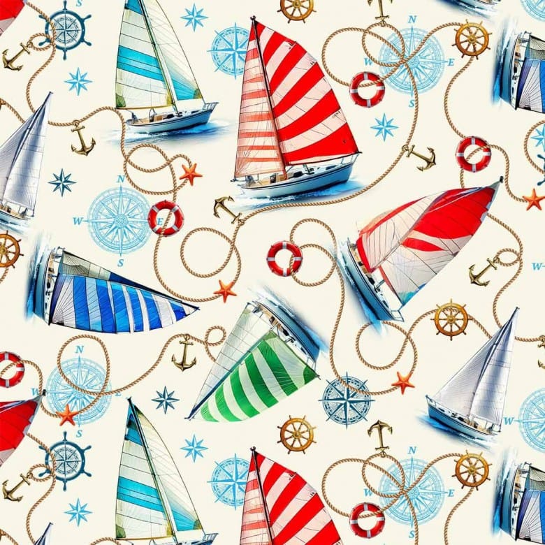 Starlit Towers Regatta Rhythm Cream Michael Miller Cotton Fabric MM-DCX12711-CREM-D | US Fabric Shop