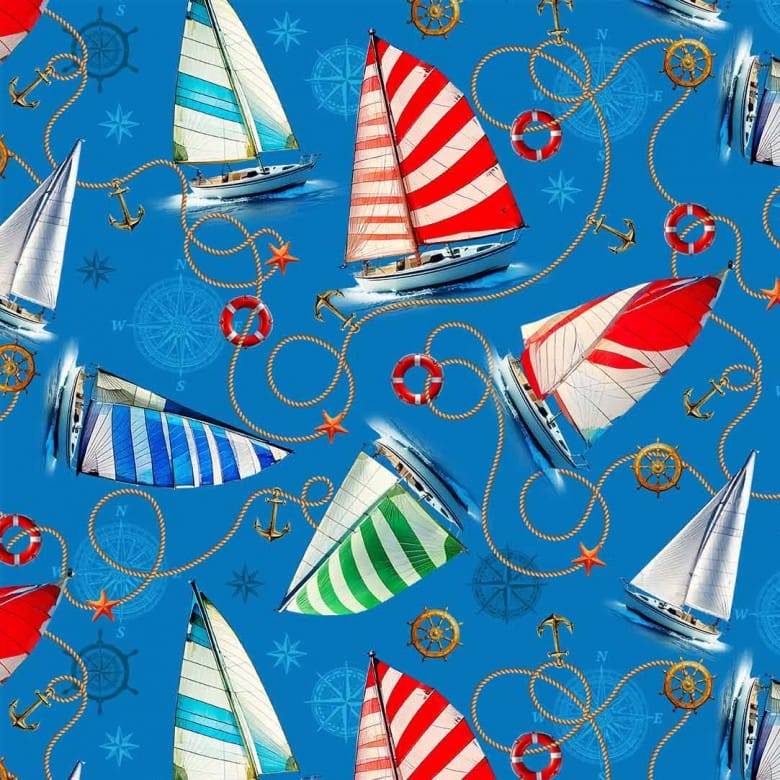 Starlit Towers Regatta Rhythm Sail Blue Michael Miller Cotton Fabric MM-DCX12709-SAIL-D | US Fabric Shop