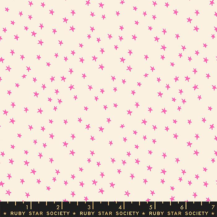 Starry Mini Stars Tossed Neon Pink Alexia Abegg Ruby Star Society Moda Cotton Fabric MD-RS4110-22