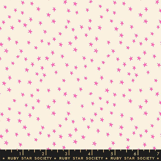 Starry Mini Stars Tossed Neon Pink Alexia Abegg Ruby Star Society Moda Cotton Fabric MD-RS4110-22