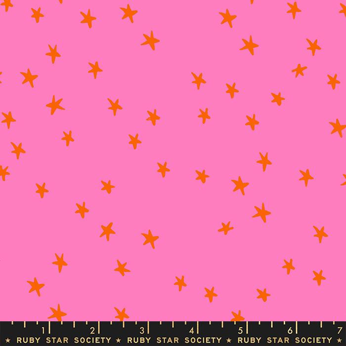 Starry Stars Tossed Vivid Pink Alexia Abegg Ruby Star Society Moda Cotton Fabric MD-RS4109-41