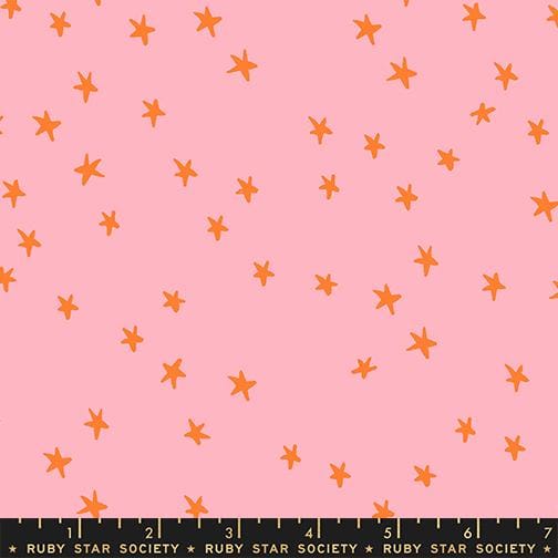 Starry New Rosebud Pink with Orange Stars Alexia Abegg Ruby Star Society Moda Cotton Fabric MD-RS4109-71 | US Fabric Shop