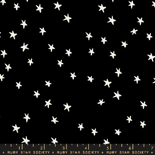 Starry 108" Wideback Black with White Stars Alexia Abegg Ruby Star Society Moda Cotton Fabric MD-RS4111-50