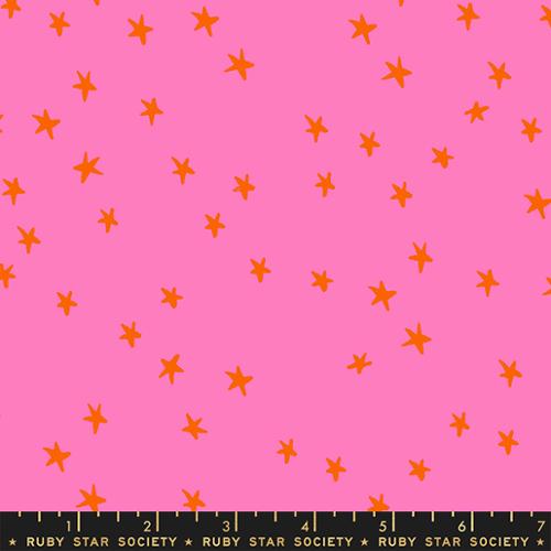 Starry 108" Wideback Vivid Pink with Orange Stars Alexia Abegg Ruby Star Society Moda Cotton Fabric MD-RS4111-41