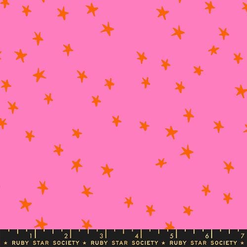 Starry 108" Wideback Vivid Pink with Orange Stars Alexia Abegg Ruby Star Society Moda Cotton Fabric MD-RS4111-41 | US Fabric Shop