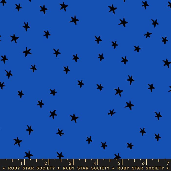Starry Ribbon Blue with Black Stars Alexia Abegg Ruby Star Society Moda Cotton Fabric MD-RS4109-44 | US Fabric Shop