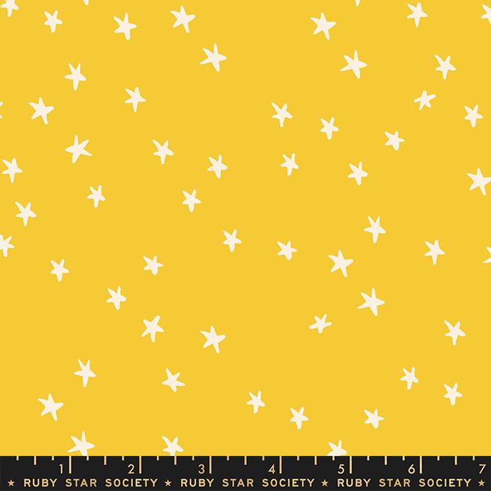 Starry Sunshine Yellow with White Stars Alexia Abegg Ruby Star Society Moda Cotton Fabric MD-RS4109-62