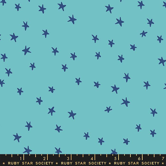 Starry Turquoise with Blue Stars Alexia Abegg Ruby Star Society Moda Cotton Fabric MD-RS4109-43