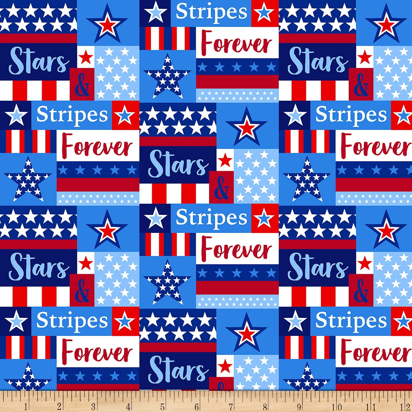 Stars & Stripes Forever Patriotic Patchwork Sharla Fults Studio ECotton Fabric