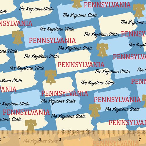 State Pride Pennsylvania Blue Whistler Studios Windham Cotton Fabric WF-52327D-PA
