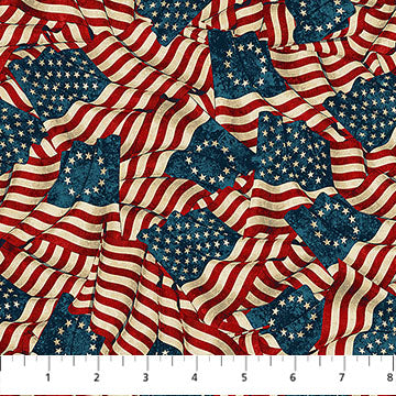 Stonehenge America 250 Flags Beige Multi Northcott Cotton Fabric NC-28371-12
