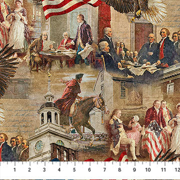 Stonehenge America 250 Independence Beige Multi Northcott Cotton Fabric NC-DP28367-12