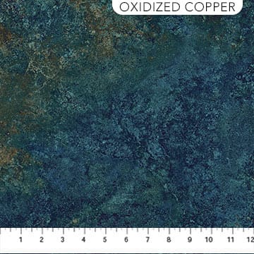 Stonehedge Gradations II Sienna Marble in Oxidized Copper Blue Linda Ludovico Northcott Cotton Fabric NC-26755-68 | US Fabric Shop