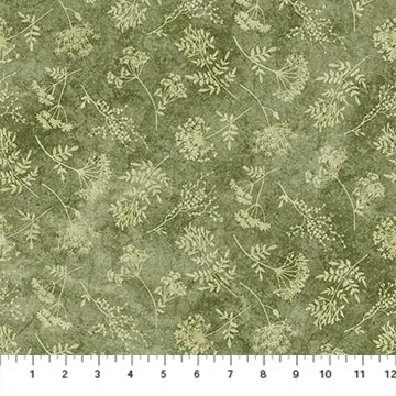 Stonehenge Organics Floral Toss Small Green Linda Ludovico Northcott Cotton Fabric NC-29311-74