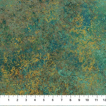 Stonehedge Valencia Marble Teal Multi Green Gold Metallic Linda Ludovico Northcott Cotton Fabric NC-28904M-65 | US Fabric Shop