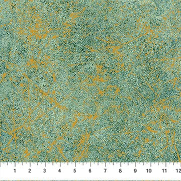 Stonehedge Valencia Patina Dark Seafoam Green Gold Metallic Linda Ludovico Northcott Cotton Fabric NC-28902M-64 | US Fabric Shop