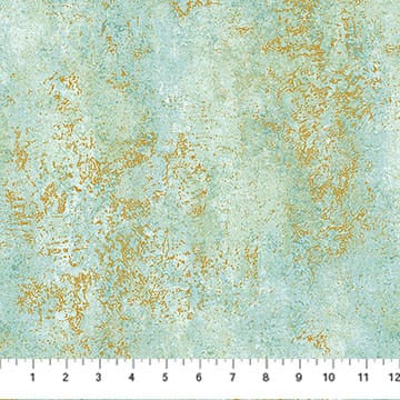 Stonehedge Valencia Travertine Medium Seafoam Green Gold Metallic Linda Ludovico Northcott Cotton Fabric NC-28901M-63 | US Fabric Shop