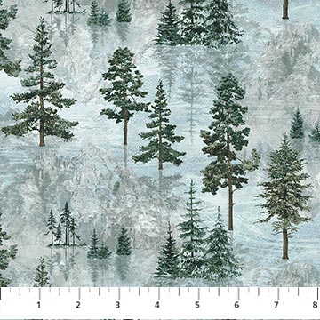 Stonehenge Eagle Pass Open Trees Light Blue Multi Linda Ludovico Northcott Studio Cotton Fabric