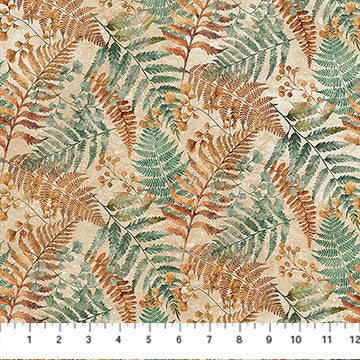 Stonehenge Rooted Leaves Beige Multi Linda Ludovico Northcott Fabrics Cotton Fabric NC-DP28766-12