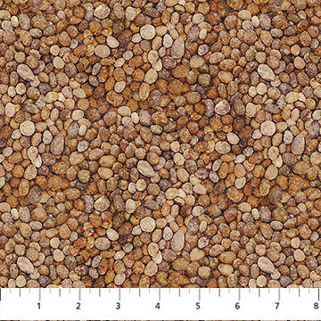 Stonehenge Rooted Pebbles Rust Brown Linda Ludovico Northcott Fabrics Cotton Fabric NC-DP28768-37
