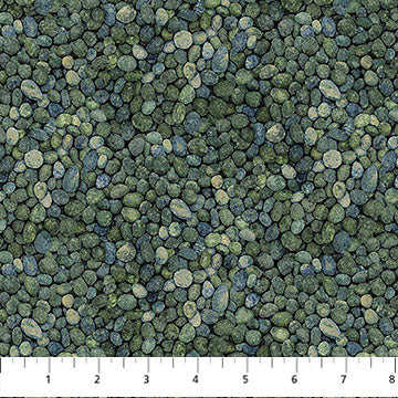 Stonehenge Rooted Pebbles Teal Linda Ludovico Northcott Fabrics Cotton Fabric NC-DP28768-69
