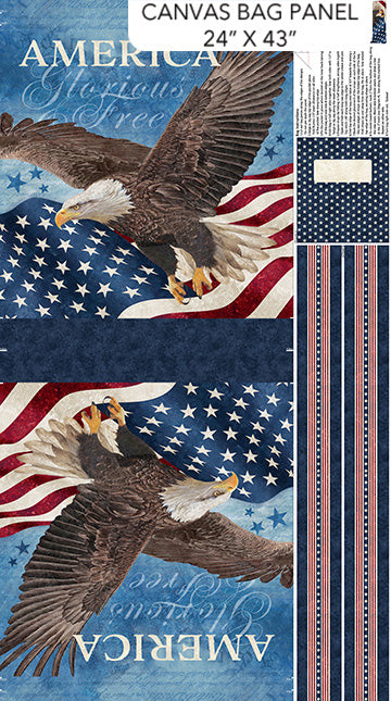 Stonehenge Stars & Stripes 13 Bag Panel 24" Navy Multi Linda Ludovico Northcott Fabrics Cotton Fabric NC-C27880-49