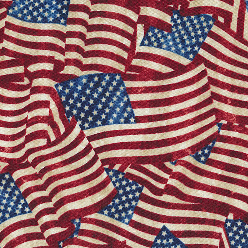 Stonehenge Stars & Stripes USA Flag Navy Blue Deborah Edwards Northcott Cotton Fabric