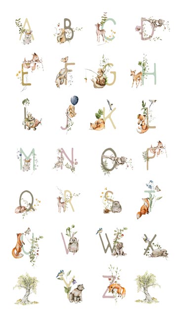 Story Book Alphabet Panel 24" White FIGO Northcott Cotton Fabric NC-FIGO-91333-10