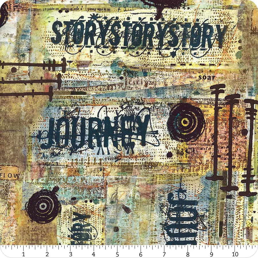 Storyboard Journey Cornfield Green Seth Apter Free Spirit Cotton Fabric FS-PWSE001.CORNFIELD