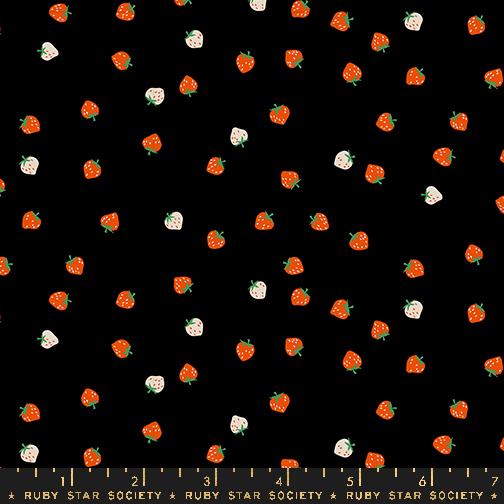 Strawberry Mini Berry Retro Kitsch Black Kimberly Kight Ruby Star Society Moda Cotton Fabric MD-RS3086-13